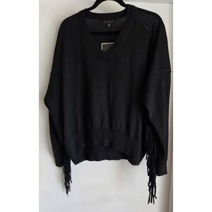 NWT Dance & Marvel Women's Black Long Sleeve Sweater Size S/M Tassels